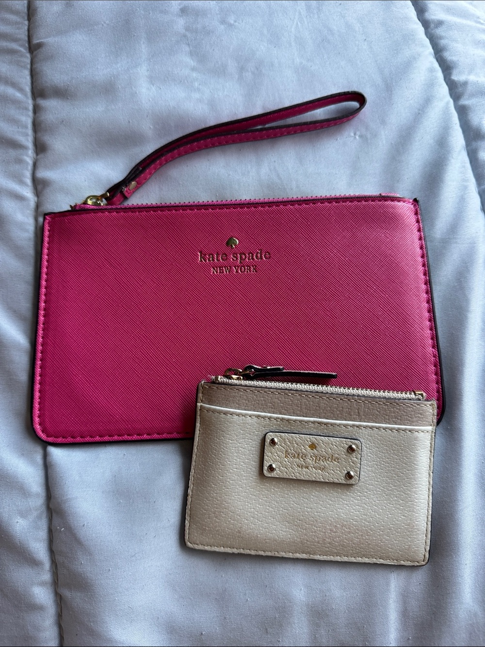 kate spade Pink Wristlet with Cream Card Holder